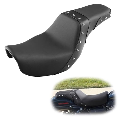 Asiento de motocicleta para Harley Dyna de cuero sintético y costuras reforzadas