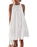 BTFBM Women Summer Dresses 2026 Casual Spring Clothes Sleeveless Halter Neck A-Line Boho Mini Dress Beach Vacation Sundress(White, Small)
