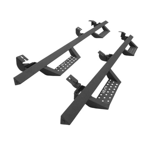 VEVOR Running Boards, 4 Inches Side Steps Compatible with 2005-2023 Toyota Tacoma Double Cab, Black Carbon Steel Nerf Bars, 550 lbs Load Capacity, Wide Non-Slip Hollow Surface with Rustproof Coating