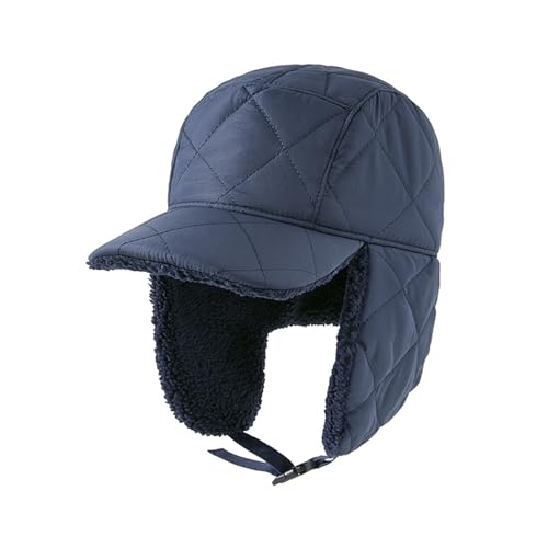 Hearda Chapeau de Trappeur pour Homme/Femme avec Cache Oreilles Bonnet Chaud Hiver Chapka Bonnet d'aviateur pour Anti Vent Chapeau Chaud Chapeaux Outdoor Ski (56-58cm,Bleu foncé)