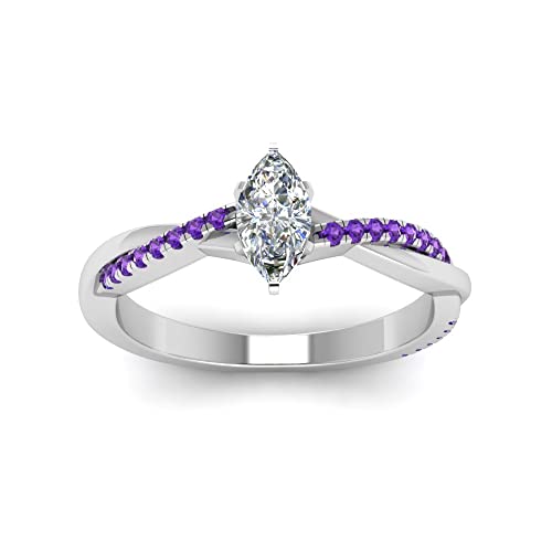 Image of 55Carat Choose Your Gemstone Dainty Infinity Twist Diamond CZ Ring Sterling Silver Marquise Shape Engagement Rings Everyday Jewelry Wedding Jewelry Handmade Gifts for Wife US Size 4 to 12