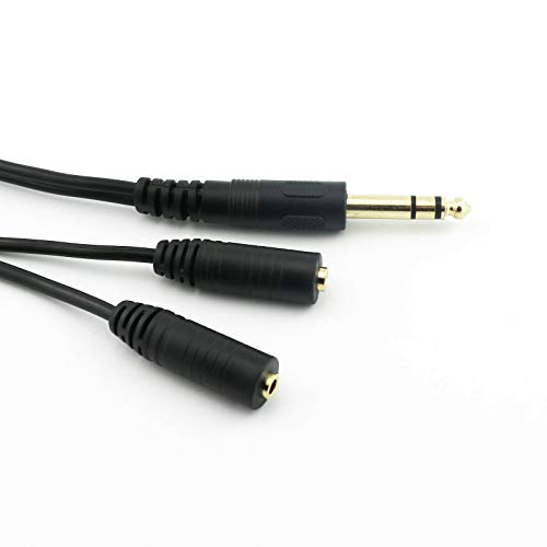 Cable de audio jack 6.35mm macho a doble 3.5mm hembra 30cm miniatura 3