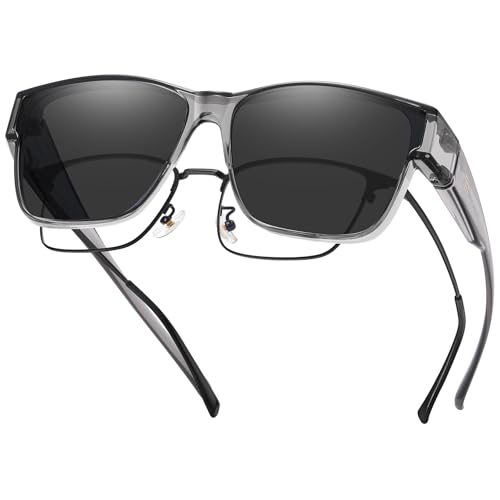 DUCO Trendy Polarized Fit Over Glasses Sunglasses for Men & Women Oversized Wrap Around Shades with UV400 Protection DC8990