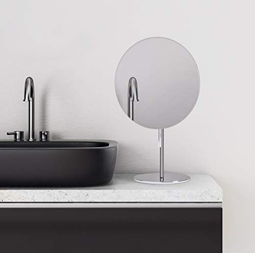 TALOS Andros Standing Cosmetic and Shaving Mirror Diameter 20 cm 3X Magnification Chrome Look Adjustable Mirror Position
