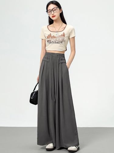 Image of KOTTY Women's Solid|Drawsting|Front Pocket|Wide Leg Style|High Rise|Casual Pant