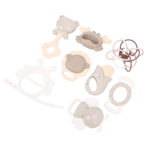 Dilwe Baby Rattles Tegher, con Alivio de Goma, Silicona ABS Táctil de Comprensión de Desarrollo, Coordinación de Ojo de Mano, para Recién Nacidos Bebés para Recién Nacidos