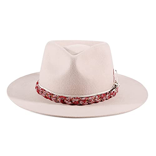 Image of RUEDIGER Wide Brim Fedora Hats for Men Women 100% Wool Felt Panama Rancher Hat with Lightning Logo Distressed /Burned Handmade