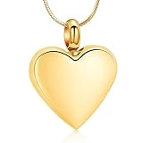 QGJNSGC Collana con urna a forma di cuore per cenere, gioielli per donne e uomini, con ciondolo a forma di urna, ricordo dei propri cari, misura unica, Acciaio inossidabile, Zirconia cubica