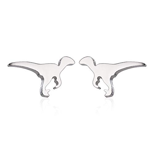 Cute Dinosaur Stud Earrings Stainless Steel Animal Earrings for Women Men Girls Boys-Silver Cute Dinosaur Stud Earrings Stainless Steel Animal Earrings for Women Men Girls Boys-Silver