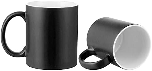 KARAVI Set of 6 Sublimation Black Colour Changing Matte 11oz Mugs Ceramic Blank Coffee Mug