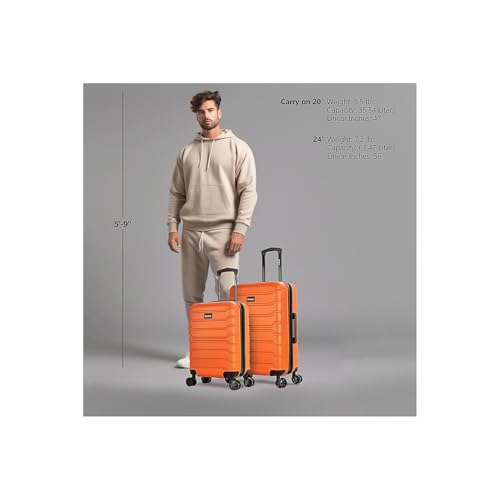InUSA Trend 2-Piece Hardside Spinner Luggage Set, TSA Checkpoint Friendly, Orange (IUTRE0SM-ORA)4