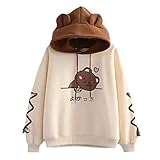 Cute Boba Bear Ear Hoodies Back to School Clothes for Teen Girls Teenagers Tops Sweatshirt Trendy Aesthetic 8 10 12 (Bear Ear,XL,Unisex,US,Alpha,Adult,X-Large,Regular,Regular)