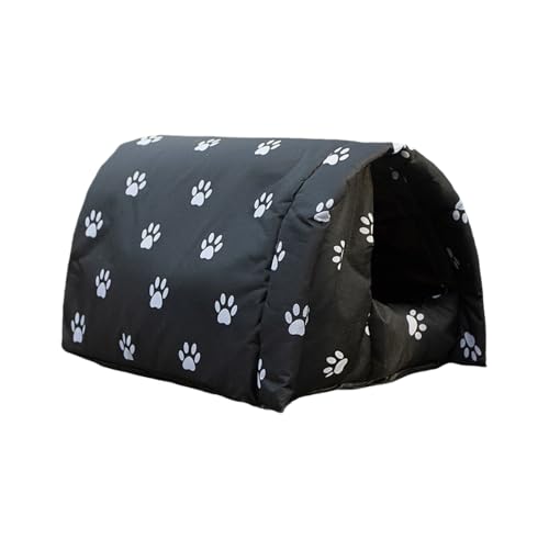 LIVIA野良猫用アウトドア防水猫ハウス 猫小屋 屋外 犬小屋 ペット キャットハウス ドッグハウス 野良猫犬 折りたたみ式 暖かい 防寒 防風 (L,ブラック)