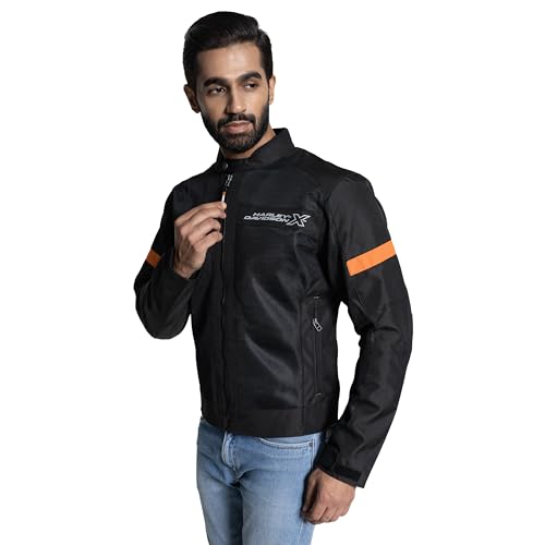 Image of HARLEY-DAVIDSON X UrbanX Edge Riding Jacket for Men | 100% Polyester with Breathable Mesh Lining | Protector Compartments for Elbow, Shoulder & Back | Comfortable & Stylish Motorcycle Jacket