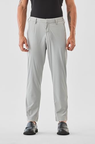 Image of SNITCH Men Trousers | Slim Fit Mid Rise Solid Design | Rayon Blend with Medium Stretch & Smooth Texture | Button & Zip Closure for Casual & Office Wear