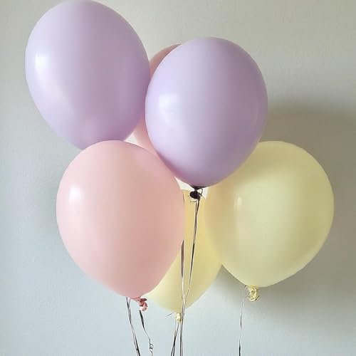 Image of Regular Balloon Combo For Decoration with Glue Dots & Balloon Arch Strip - Party Decor Set For Easy Party Setup (PINK YELLOW PURPLE, 50)