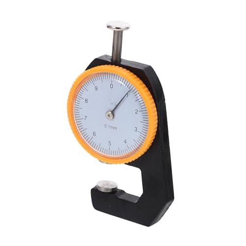 Calibrador de grosor con dial de cabeza plana, prueba precisa en acero, herramienta compacta para medir cuero, tela y cartón 0-10 mm miniatura 1