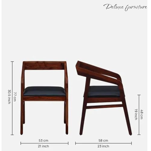 Image of Solid Sheesham Aram Chair for Living Room| Wooden Chair | Outdoor & Indoor Home Dining Room Furniture (Honey Oak)