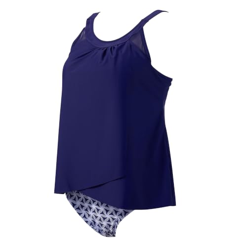 Image of SUUKSESS Women Tummy Control Tankini Bathing Suit Ruffle High Waisted Swimsuit