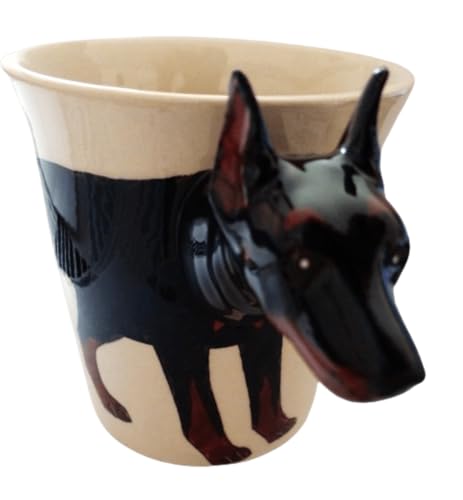 B2SEE Dobermann Tasse Keramik Hunde Tasse als Geschenk für Hundebesitzer Dobermann