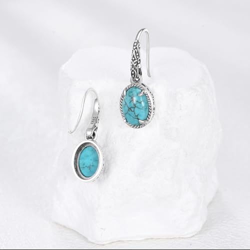 Boucles d'oreilles turquoise anti-allergie argent 925 goutte légères - 2
