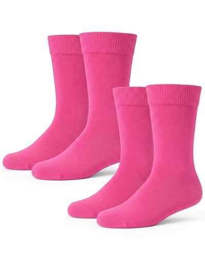 Syhood 2 Pairs Mens Dress Socks Fathers Day Combed Cotton Anti Odor Quick Dry Moisture Wicking Size 8-14 Crew Socks(Rose Pink)