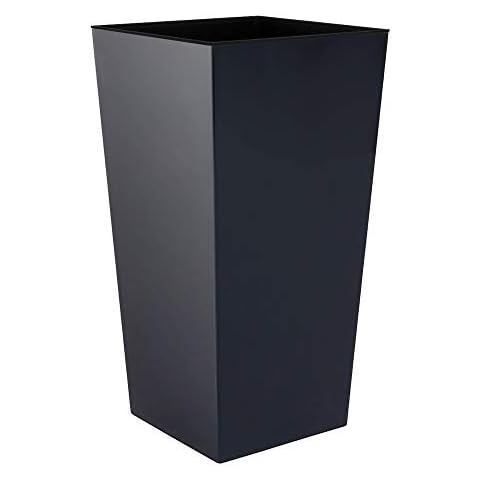 Prosper Plast Matte Flower Pot - Black Colour - 26.5cm x 26.5cm x 50cm (LWH) 26.6L Capacity Planter Suitable for both Indoor and Outdoor Use Cover