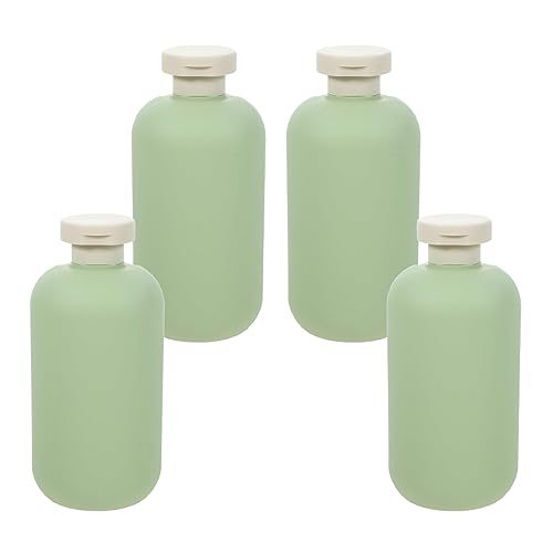BPZXL 4 Piezas 500ml Verde Recargable Botellas Vacías Exprimibles Con Tapa Abatible Subbotellas Botellas Plástico para distribuir emulsiones, gel de ducha