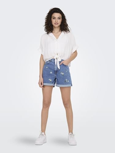 ONLY Damen Onlpaula Life S/S Tie Shirt WVN Noos, Weiß, XL – Ansicht 3