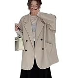 [xppe] スーツ ジャケット レディース ダブルボタン オーバーサイズ テーラード Vネック長袖 ゆったりアウター おしゃれ 無地 カジュアル 韓国 春秋 通勤