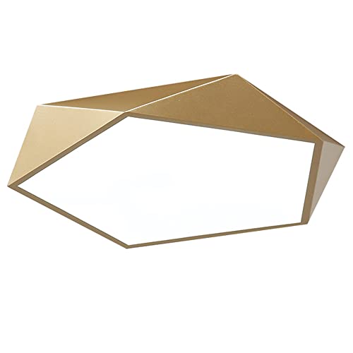 DOBQHWY Elegante Iluminación Geométrica del Techo Panel Herrería Poligonal Dorado Ligero Lámpara Empotrada Luz Blanca Fría Escandinavia Super Bright Flat Lights para Dormitorio Escalera Closet Cocina