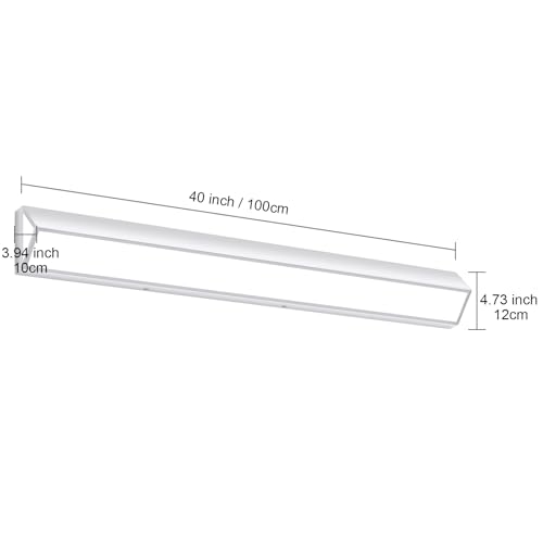 Image of 40-Inch LED Modern Bathroom Vanity Light Fixtures, Chrome Modern Acrylic Bathroom Wall Lighting Fixtures Over Mirror (Cool White 6000K)