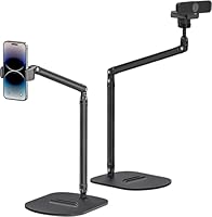 TomGear Verstellbarer Webcam-Ständer, Handy-Halterung – Dual-Handy- Und Tablet-Halterung, Stabile Schreibtischhalterung Mit Flexibler Höhe Und Winkel, Langlebige Aluminiumkonstruktion