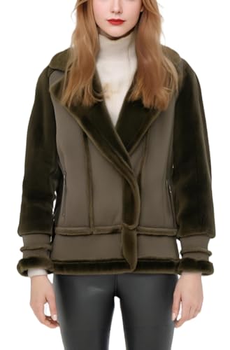 Women's Classic Collar Faux Fur Jacket - Winter Luxury Coat for Evening and Daily Wear