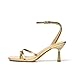 Hodeery Strappy Heels For Women Square Open Toe Stiletto Dress Sandals Ankle Strap Kitten Heels Comfort For Party Wedding Daily Wear Gold 8