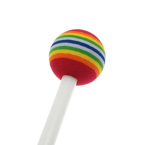 Maxmoral 2PCS Lollipop Felt Drumsticks Timpani Mallets Foam PVC Rainbow Plastic Percussion Solid Wood Piano Hammers Hand-played Adult Musical Instruments Accessories For Music Teachers Beginners