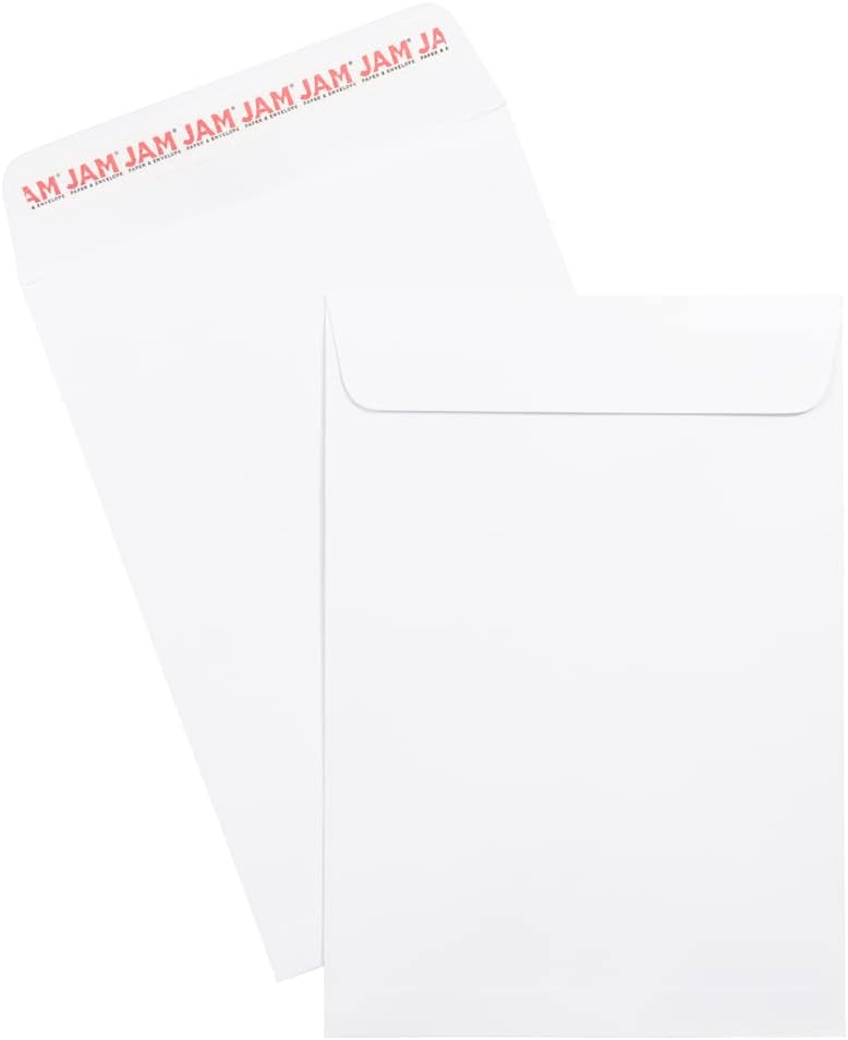 JAM PAPER 7 x 10 Open End Catalog Commercial Envelopes with Peel and Seal Closure - White - 100/Pack
