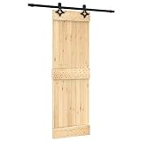 Qnhdfrt Porta Scorrevole in Legno di Pino con Binario 70x210 cm
