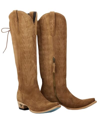 Lane Womens Lexington Knee High Embroidered Corset Casual Boots Knee High Low Heel 1-2