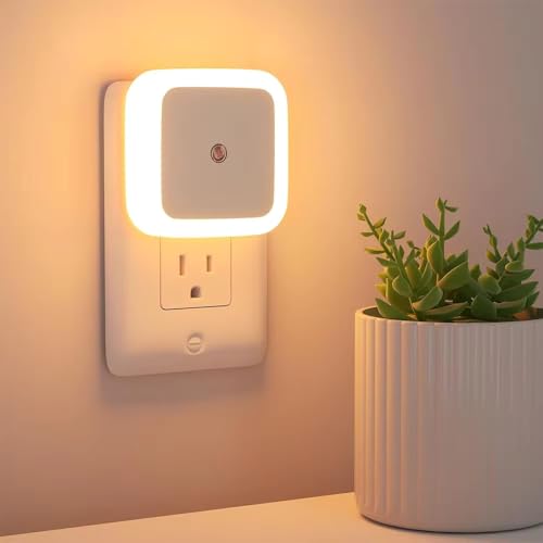 Image of Xibo Night Lamp Sensor LED Light for Bedroom | Smart Automatic ON OFF Dim LED Lights | Energy Saving 0.5W Plug-In Lamp | Long Life for Hallway, Stairs, Kitchen, Bathroom | Small LED Light (Warm White)