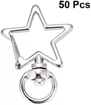 Healifty 50pcs Metal Swivel Clasps Star Shape Lobster Claw Clasps Keychain Snap Hooks Star Keyring Clip Keychain Accessories for DIY Craft Jewelry Finding (Silver)