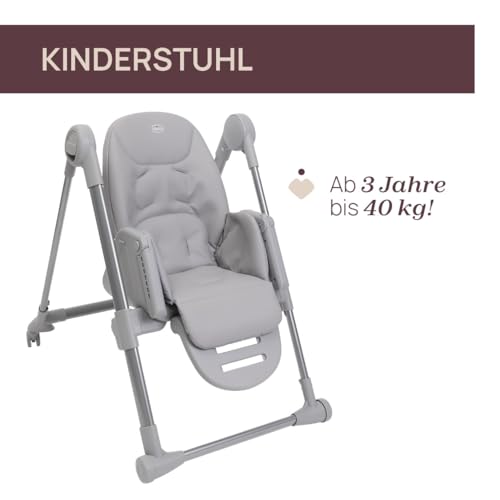 Chicco Polly Armonia Seggiolone Evolutivo Pappa Per Bambini Da 0 Mesi A 40 Kg, Sedia Evolutiva, Seggiolone Reclinabile A Sdraietta Con Altezza E Poggiapiedi Regolabili,4 Ruote,Compatto,Grigio Chiaro - 6