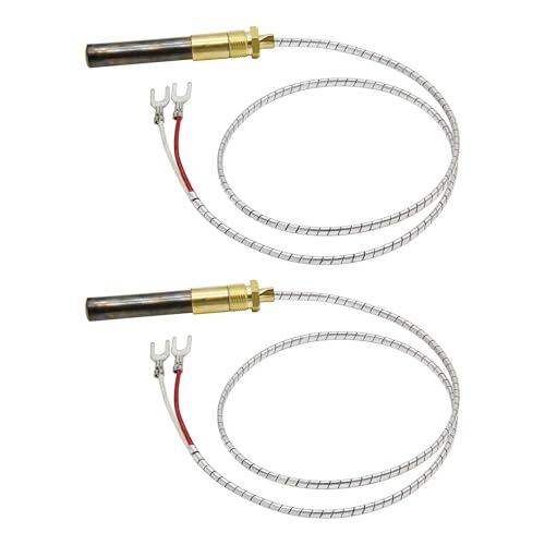 RURBRIN (2PCS) 24” 750mv Thermopile Generators Q313A Fit for Heat Glo Heatilator, 750 Millivolt Fireplace Thermocouple, Fit for Stove Gas Ovens/Gas Fireplace/Water Heater/Frying Furnace (Aluminum)