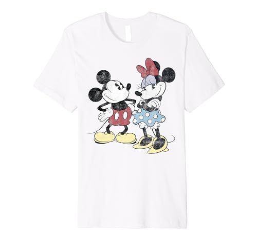 T-shirt Mickey et Minnie retro portraits Disney premium en coton confortable