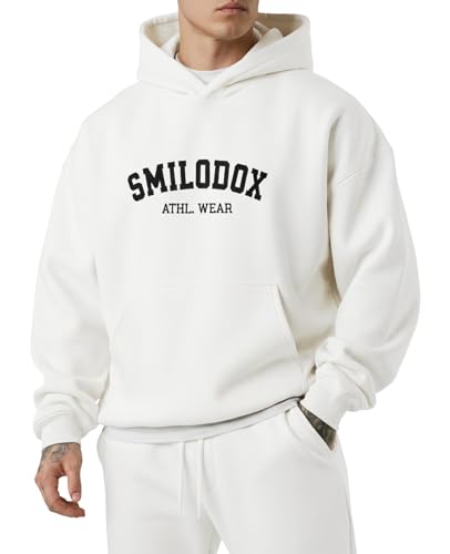 SMILODOX Hoodie Herren Kayson, Oversize Kapuzenpullover mit Frontprint, große Kapuze Sweatshirt, Kängurutasche, weicher Stoff, Warmer Pulli ideal für für Streetstyle, Alltag und Freizeit