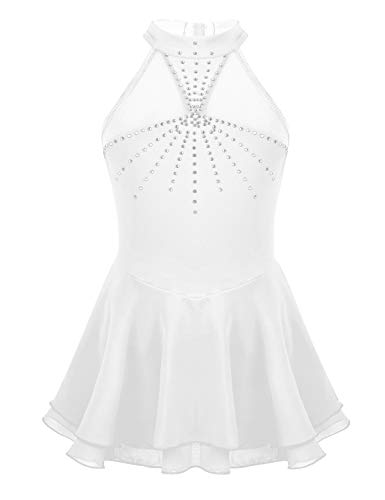 Alvivi Eiskunstlauf Kleid Mädchen - Glitzer Ballettkleid Mit Strass Für Tanzwettbewerbe