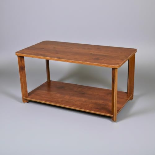 Image of InoSlashed Engineered Wood Center Table | Coffee Table for Living Room | Tea Table | Teapoy for Home | Living Room | Office with Storage Shelf (Grenada Pine)