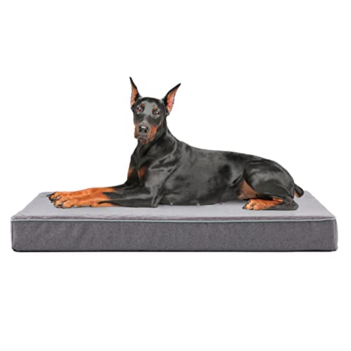 WATANIYA PET Waterproof Dog Beds for Extra Large, Washable Orthopedic Pet Bed with Cooling Gel Memory Foam, Large Dog Crate Mat for Big Breed Dogs
