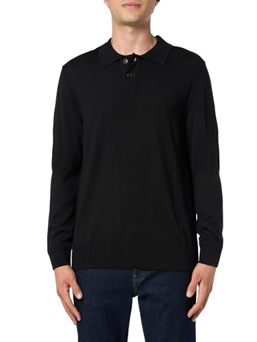 BOSS Men's Small Logo Wool Blend Knit Collar Sweater