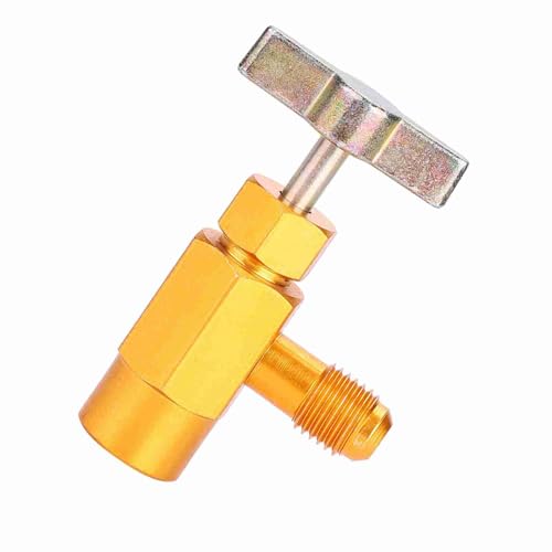 Válvula de bronce para refrigerante AC Greensen con cuerpo de aluminio, rosca SAE 1/4", compatible con R134a y R12, con válvula de seguridad integrada miniatura 6